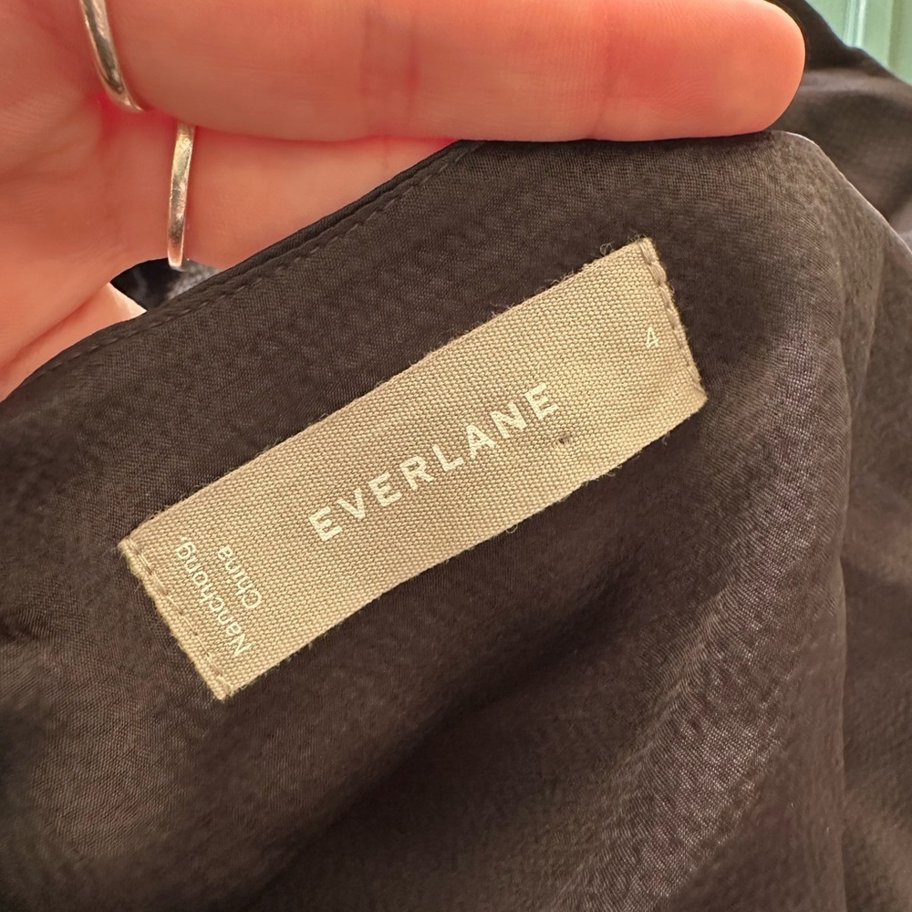 Everlane the hammered satin slip dress black size 4 style F-DRS-HSN-SLIP-SL - Picture 3 of 10